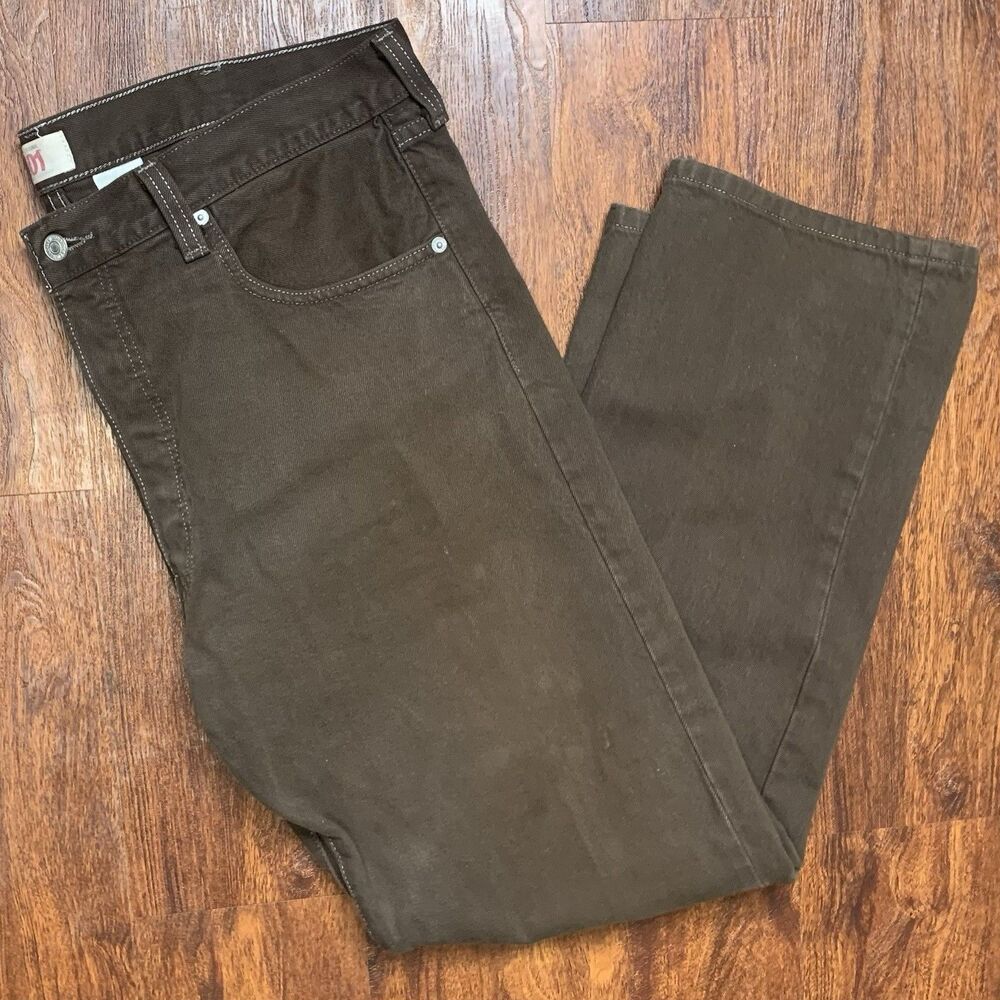 Vtg Levi's 501 Brown Straight Leg Denim Jeans Button Fly Men’s Sz 38x30